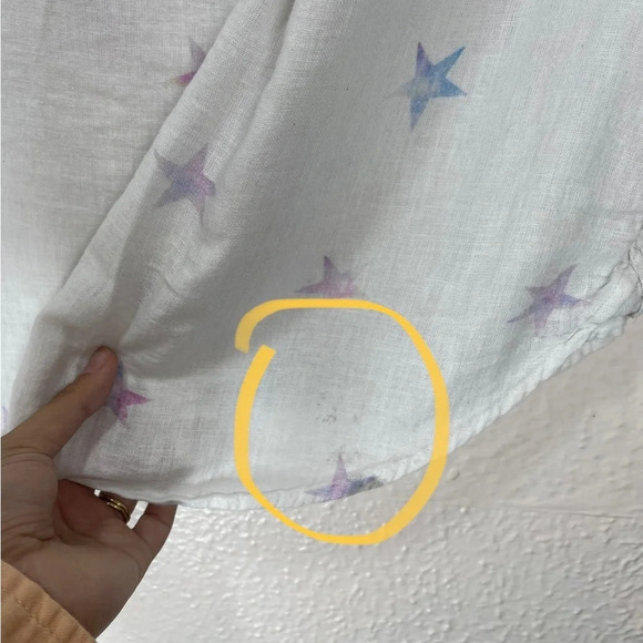 Rails Charli Tie Dye Stars Button Front Shirt Linen Blend White Women’s Small - Picture 15 of 16